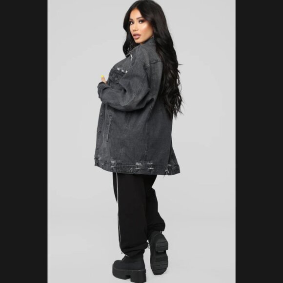 Miss Stressed Denim Jacket - Distressed - Black Denim NWT Women’s - 100% Cotton - Picture 5 of 5